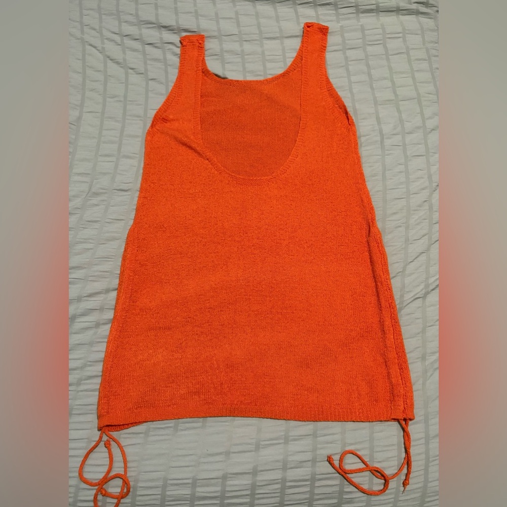 Orange Sleeveless Knit Cover Up
